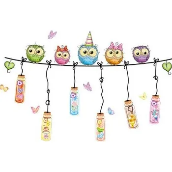 Samolepící dekorace Samolepky na zeď pro děti Soví rodinka