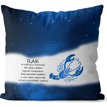 Dekorativní polštářek Polštář Rak (22.6. - 22.7.) - modrý (Velikost: 40 x 40 cm)