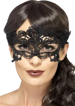 Karnevalová maska Smiffys Černá škraboška s krajkou