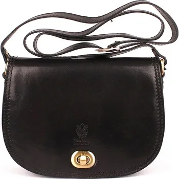 Kabelka Černá středně velká kožená crossbody kabelka no. 50