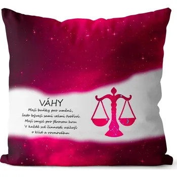 Dekorativní polštářek Polštář Váhy (23.9. - 22.10.) - červený (Velikost: 40 x 40 cm)