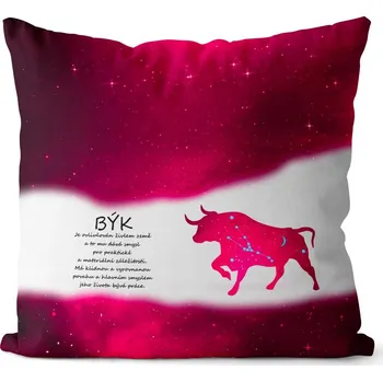 Dekorativní polštářek Polštář Býk (21.4. - 21.5.) - červený (Velikost: 40 x 40 cm)