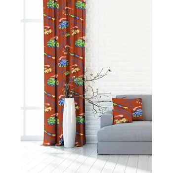 Závěs Zatemňovací závěsy Mašinka terakota - Blackout - látka v metráži P28280-002 D