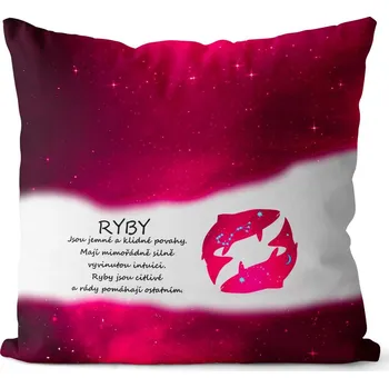 Dekorativní polštářek Polštář Ryby (21.2. - 20.3.) - červený (Velikost: 40 x 40 cm)