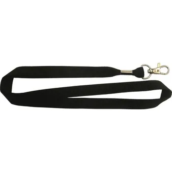 Šňůrka na krk - plochá, 15 mm, zamac 20, svorka, černá Č, bez potisku