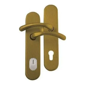 Dveřní kování M&T Bezpečnostní kování Burak Sicura, Ms mosaz natural, klika/klika R 90 mm