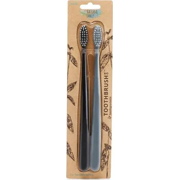 Zubní kartáček Jack N´ Jill BIO zubní kartáček pro dospělé 2 ks The Natural family Černý + šedý