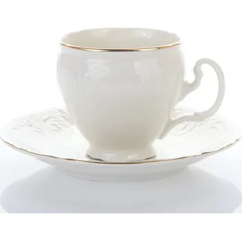 Thun 1794 Bernadotte, šálek a podšálek kávový, 170 ml, zlatá linka, bílý porcelán, Thun