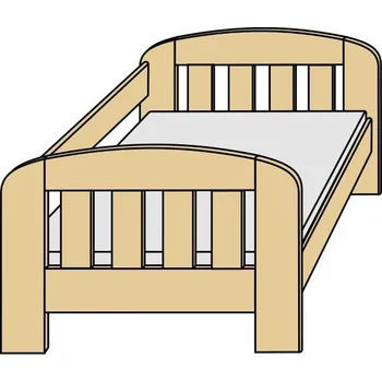 Dětská postel ROALHOLZ Postel se zadní zábranou DANIEL V+V 90x200 smrk