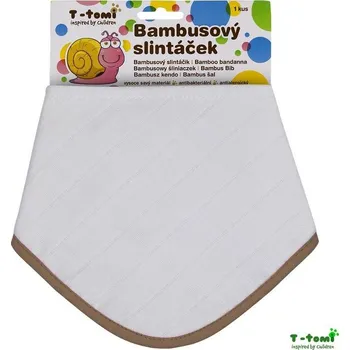 Bryndák T-tomi Bambusový slintáček Bílý s béžovým okrajem