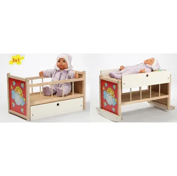 Vladislav Jaroš Dřevěná postýlka - kolébka pro panenky 3v1