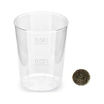 Jednorázové nádobí Kelímek alkohol 0, 04 lt., kalibrován 0, 02/0, 04 ml, přebal 50 ks