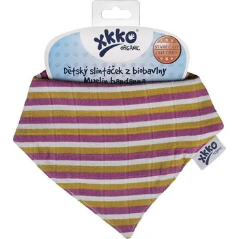 Bryndák Kikko Dětský slintáček Organic Staré časy Violet Stripes