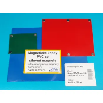 Informační tabulka Magnetická kapsa se silnými magnety PVC 100x300mm barva zelená
