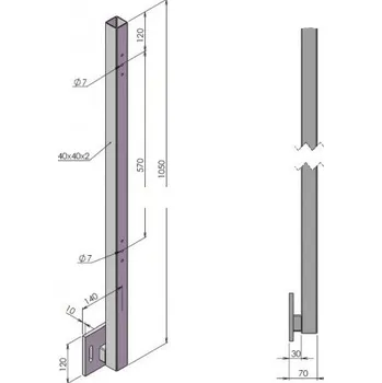 Plotový sloupek HAHNHOLZ Nerezový sloupek - boční uchycení