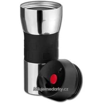 Termohrnek černý nerezový termohrnek se čtverečky