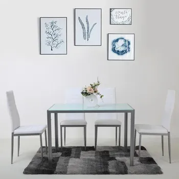 Jídelní set 4x židle + stůl Catini AUSTIN - Bílá