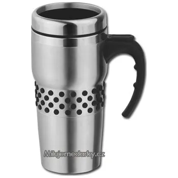 Termohrnek Nerezový termohrnek s držadlem a černými puntíky, 400ml