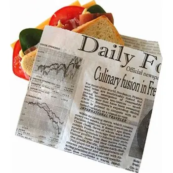 Jednorázové nádobí Kapsa papírová Snacing pocket 17x16,5 cm - potisk noviny/ 100ks