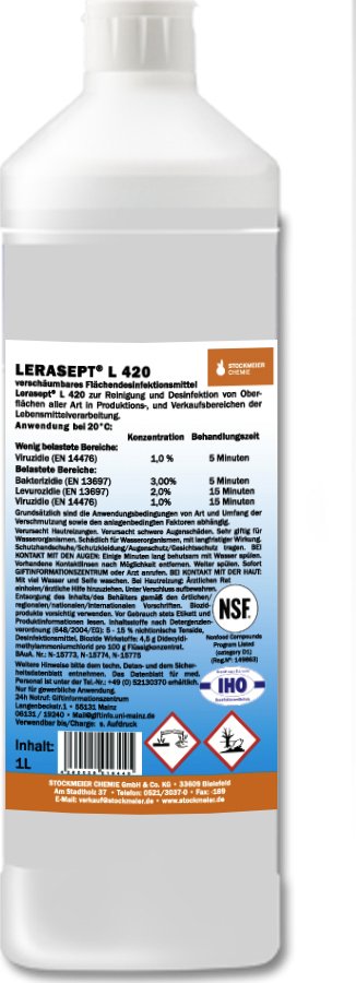 Lerasept L 420 dezinfekční čistič pro potravinářství bez chlóru Balení: 1 l