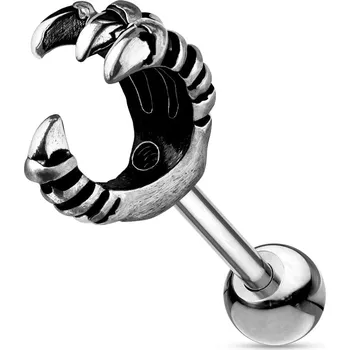 Piercing Piercingate Činka do ucha - dráp orla PNC00118 - Barva/Motiv: Stříbrná, Délka tyčky: 6 mm, Kuličky: 4 mm, Průměr tyčky: 1,2 mm