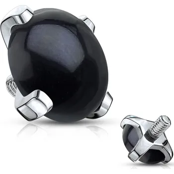 Piercing Šperky4U Ozdobný kamínek k mikrodermálu, průměr 5 mm, černý achát - MD023-BKA