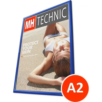 Rám na obraz Jansen Display Klaprám A2, modrá barva, ostrý roh, profil 25 mm