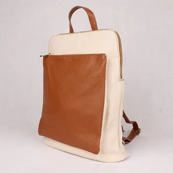 Kabelka Béžovo/hnědý kožený batoh/crossbody kabelka no. 21 o obsahu cca. 7 l