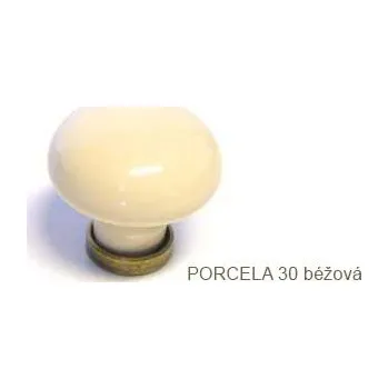 Nábytkové kování kovový knopek PORCELA 30 béžová + mosaz patina