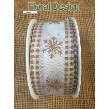 Stuha Stuha vločky s drátkem 40mm x 20m natur