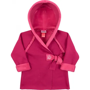 Kojenecká bunda tmavě růžový zavinovací kabátek s kapucí