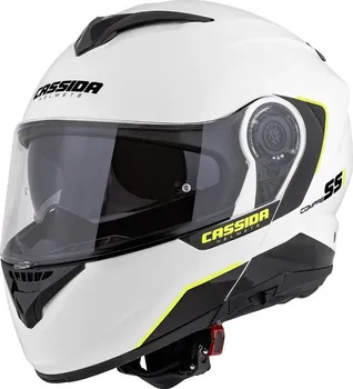 Helma na motorku Cassida Compress 2.0 Refraction bílá/černá/fluo žlutá