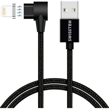 Datový kabel Swissten USB/Lightning magnetický textilní 1,2 m černý