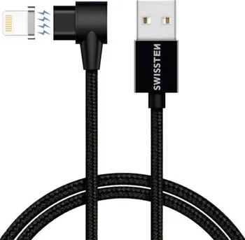 Datový kabel Swissten USB/Lightning magnetický textilní 1,2 m černý