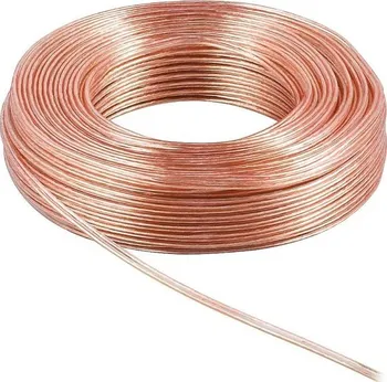 PremiumCord Propojovací kabel pro reproduktory 2 x 1,5 mm/10 m průhledný