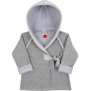 Kojenecká bunda šedý zavinovací kabátek s kapucí