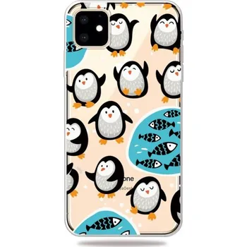 Pouzdro na mobilní telefon Měkký 3D transparentní kryt pro iPhone 11 - tučňáci na rybách