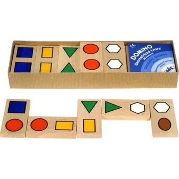 Výuková hračka MIK TOYS Domino Geometrické tvary - dřevěné