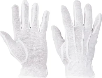Pracovní rukavice CERVA Bustard bavlna s PVC terčík bílé