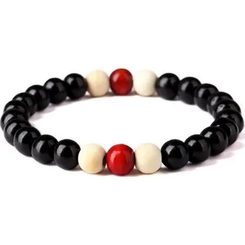 Náramek Tibetský náramek z akátových korálek - černo červený