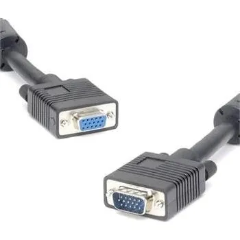 Video kabel PREMIUMCORD Kabel VGA prodlužovací 3m (HD15M/F, dvojité stínění, feritová jádra), černý KPVC03