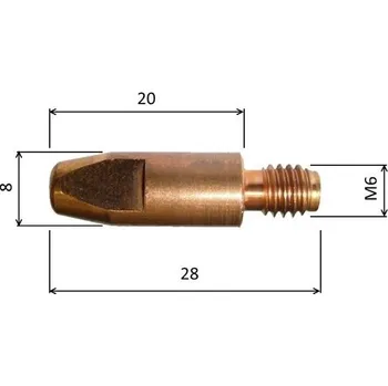 Příslušenství ke svářečce Abicor Binzel Proudová špička M6/8x28 E-Cu 0,8mm