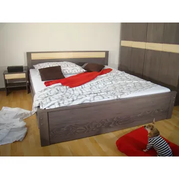 Postel mořené dvoulůžko s reliéfem z masivu DANELIS RELIA