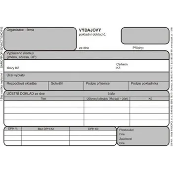 Tiskopis Výdajový pokladní doklad s DPH nečíslovaný COPY (NCR) 050401