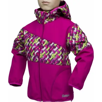 Dívčí bunda Bunda softshell Fantom BUN 0403 kombinovaná-růžová + růžovo zelené copánky 2023 Velikost: 110