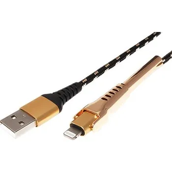 Datový kabel ROLINE GOLD USB 2.0 kabel, USB A(M) - Lightning (M), s opěrkou, 1m - 11.02.8923