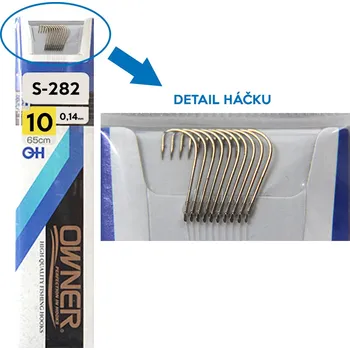 Rybářský háček OWNER - Návazce na plavanou S-282 - vel:10 / 0,14mm - 65cm