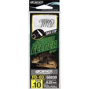 Rybářský háček OWNER - Návazec Method Feeder FD-03 - 0,18mm, vel.16