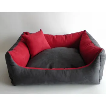 Pelíšek pro psa DELUXE Pelíšek pro psa - šedá ocelová / šedá ocelová / červená