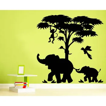 Samolepící dekorace Samolepka na zeď Sloni v džungli (dekorace na zeď)